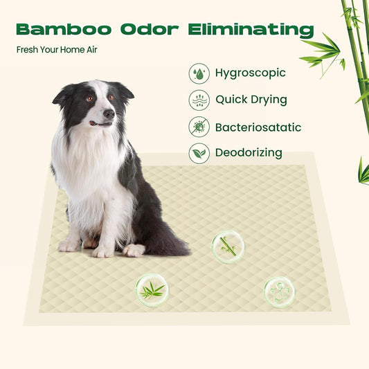 Puppy Pads 30 Count Small 22x22in Bamboo Training Pads Deodorizing Leakproof Quick Drying Dog Pee Pads Super Absorbent Disposable Pee Pads for Dogs Puppies, Doggie, Cats, Rabbits