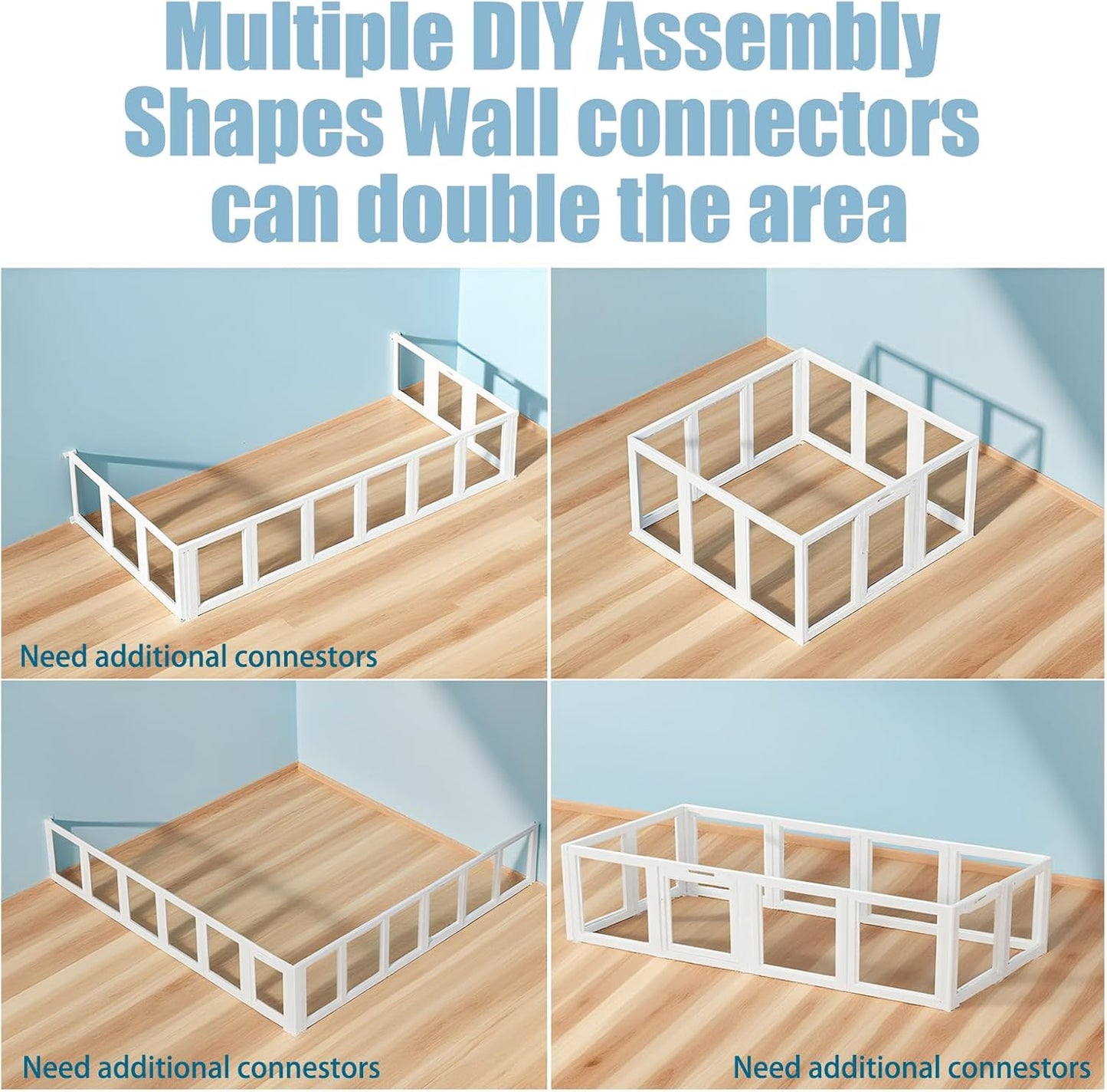 Clear Acrylic Dog Playpen Transparent Dog Playpens Indoor, Small Pet Play Pen for Small Dogs, Puppies, Cats & Rabbits, Assemble & Disassemble, with Door & Suction Cups (23.6" H, 8PCS),White