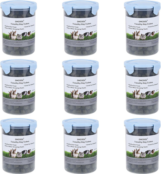 Timothy Hay Cubes 90 oz (9 * 10 oz) with Small Size - Timothy Grass Pellets for Tortoises Rabbits Guinea Pig Chinchilla
