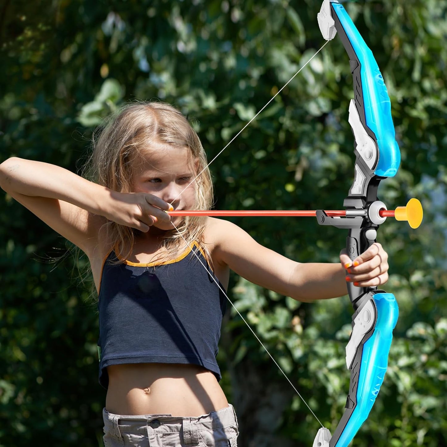 TEMI Bow and Arrow Set for Kids - Archery Toy Set - LED Light Up with Suction Cup Arrows, Target & Quiver, Indoor and Outdoor Toys for Children Boys Girls