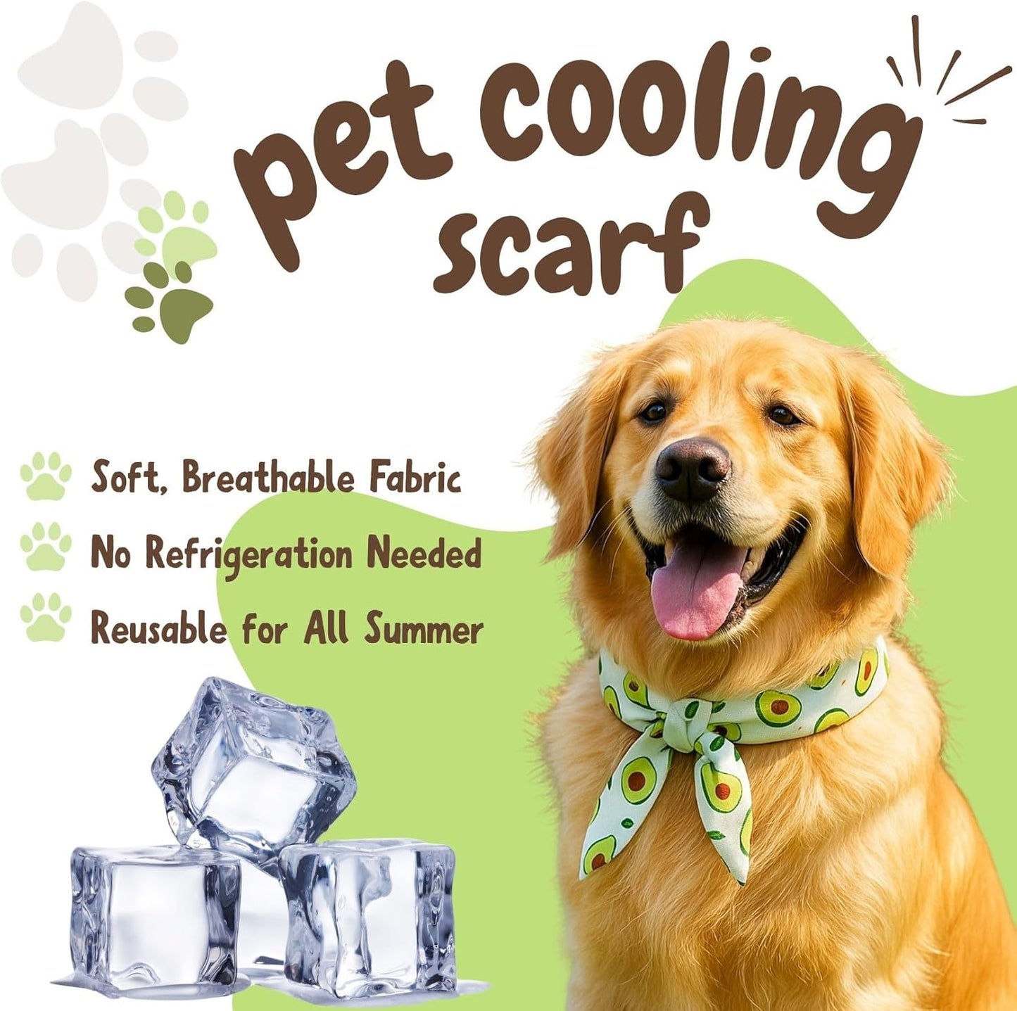 4pcs Cooling Scarf for Pets,Summer Cooling Scarves Keep Cats and Dogs Cool, Reused,Rrecycled,Suitable for Dogs (4pcs-Avocado)