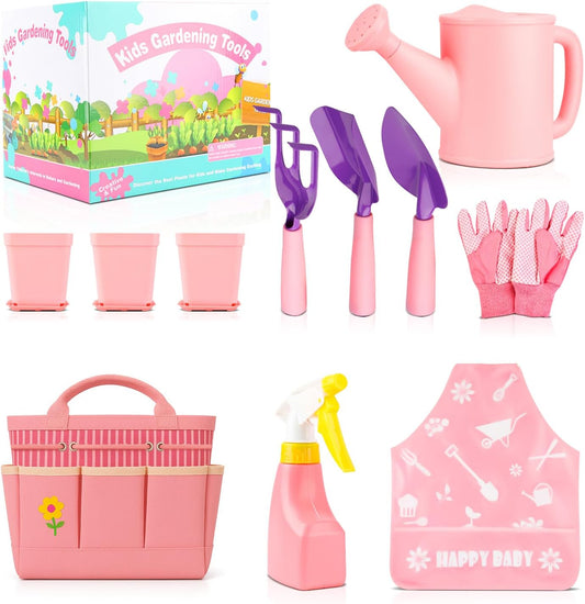 Kids and Toddler Gardening Set, Little Girls Gardening Set, Gardening Tools and Gifts for Kids Ages 4–8