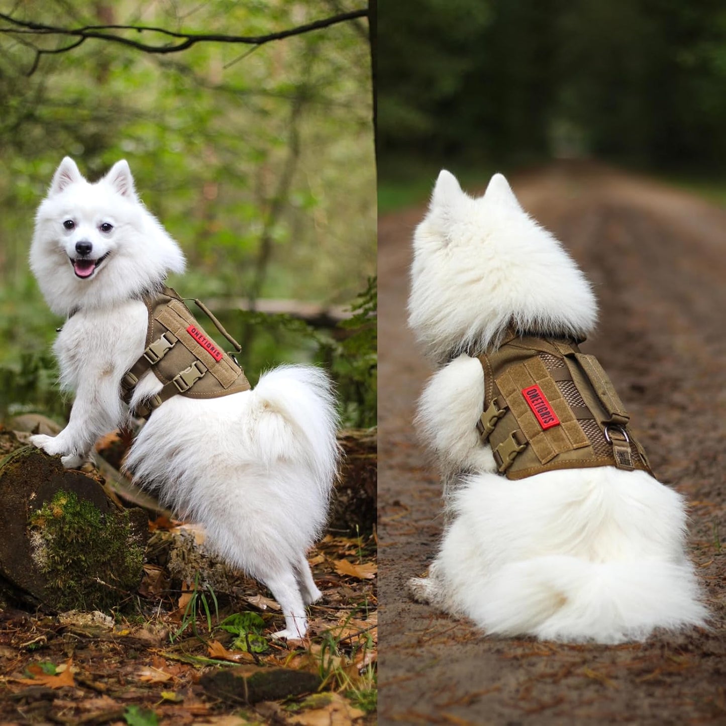 OneTigris Tactical Dog Harness for Small Dogs, No Pull Small Dog Vest Harness Breathable Military Dogs Molle Vest with Handles, Walking Hiking Training (Brown, XS)