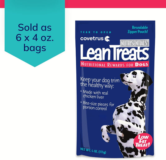 Covetrus Nutrisential Lean Treats for Dogs - Small, Medium & Large Dogs (K9) - Nutritional Low Fat, Bite-Size - Soft Chicken Flavor - 6 Pack - 4oz