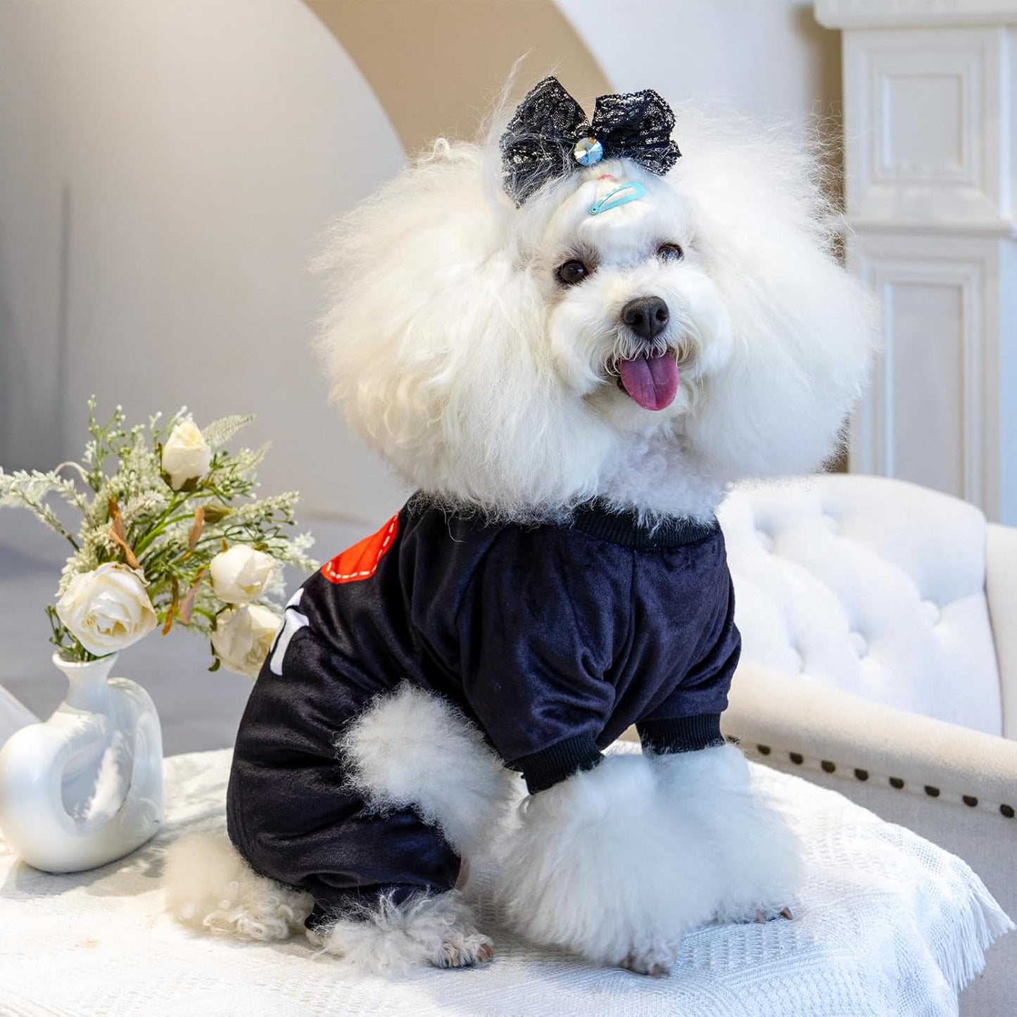 CuteBone Dog Halloween Pajamas Puppy Onesies Small Dogs Soft Pjs Coat Cat Apparel Comfy Pet Christmas Clothes Outfit Doggie Bodysuit P297L