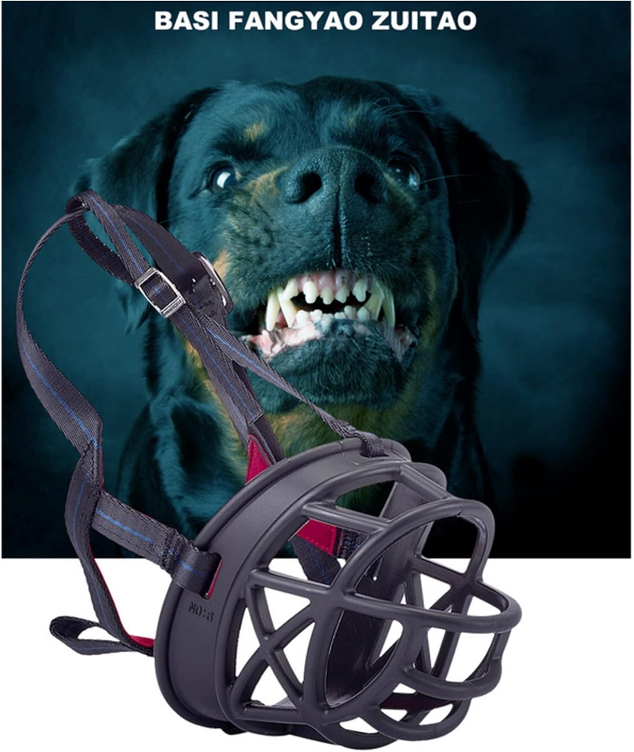 Dog Muzzle Breathable Basket Muzzles for Large and X-Large Dogs, Stop Biting, Barking and Chewing, Best for Aggressive Dogs Black Brown (Black Rubber, L)