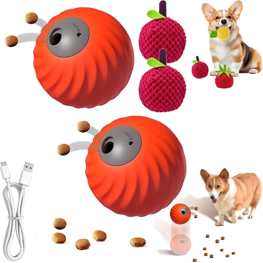 Zoomie Buddy 2.0, Zoomie Buddy for Dogs, 2 in 1 Smart Touch Interactive Dog Balls ＆ Pet Feeder, 2.83" Diameter, Suitable for Small/Medium Dogs, with Fruit Plush Cover (2*Orange, Bayberry)