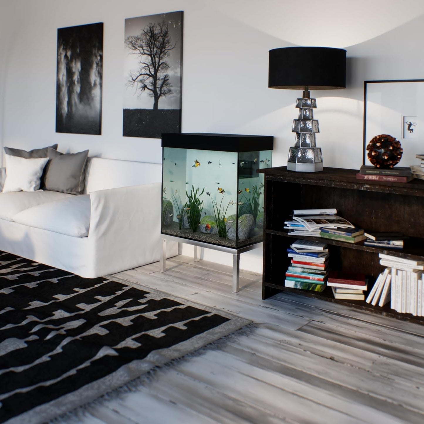 18 in X 30 in. Aquarium Stand | Industrial Style Aluminum Fish Tank Base with Open Frame Design