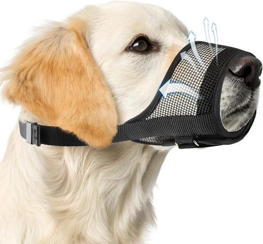 Dog Muzzle, Soft Mesh Muzzle for Medium Sized Dog Mouth Guard, Breathable Adjustable Muzzles to Prevent Biting, No Bark Muzzle for Dogs Allow Panting Drinking (Black, M)