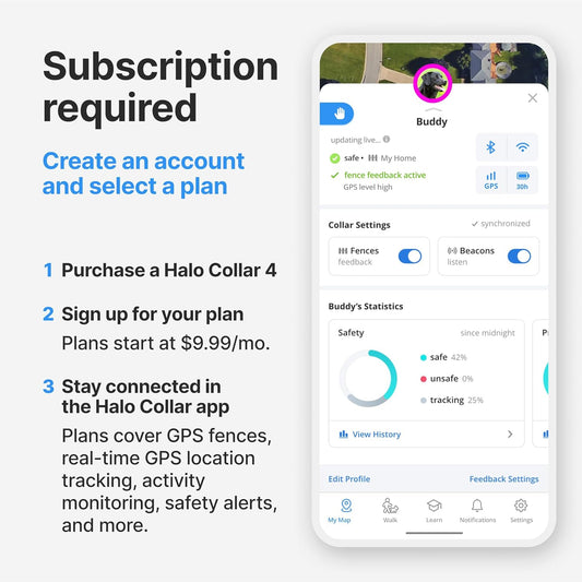 Halo Collar 4, All New GPS Wireless Dog Fence & Dog Training Collar with GPS Tracker, Subscription Required, Waterproof, One Size, Graphite
