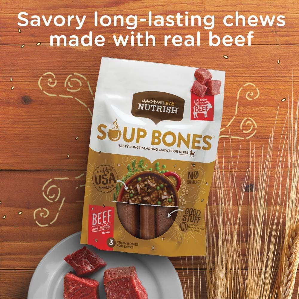 Rachael Ray Nutrish Dog Chews Soup Bones With Real Beef & Barley, 24 Dog Treats