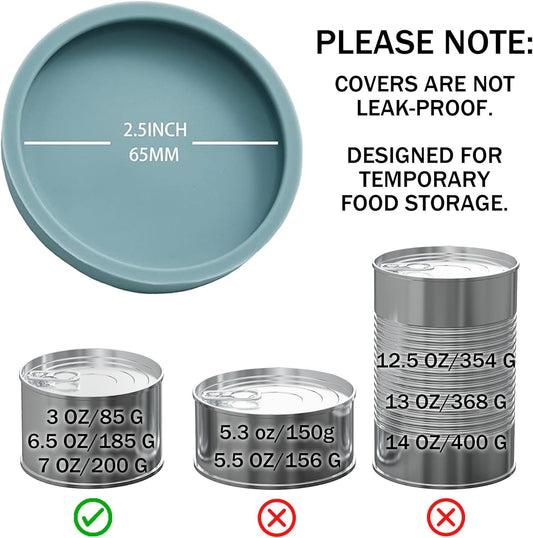OHMO 2 Pack Cat Food Can Lids, Small Size (3 oz) Silicone Pet Food Can Lids Covers for 2.5 oz Cat Food Cans, Light Blue