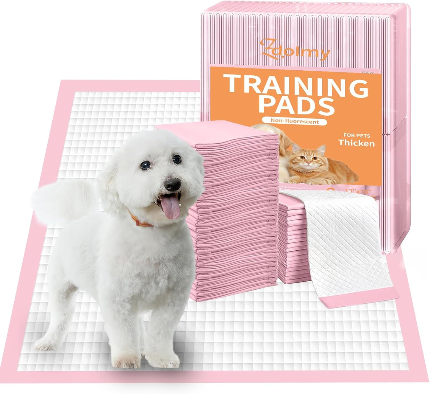 Pet Toilet Training Pads Disposable Puppy Pee Pads for Pets, Ultra Absorbent|Quick Dry|Leak-Proof Pet Potty Pads for Dog, Cat, Rabbits and Guinea Pigs (Pink, 13" x 18"-50 Count)