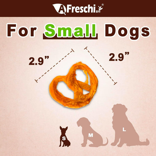 AFreschi Turkey Tendons for Dogs, USA-Sourced, Healthy Dog Treats, Rawhide-Free Puppy Chews, Long Lasting, All Natural, Hypoallergenic Dog Treats for Small Breeds, 6 Count Pack Pretzel (S)
