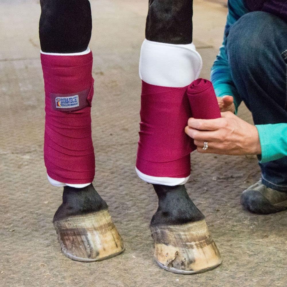 Dura-Tech Standing Wraps for Horses | Color Black | Optimal Comfort & Support | Ideal for Post-Exercise & Trailering | Right Tension Application | Secure Closure