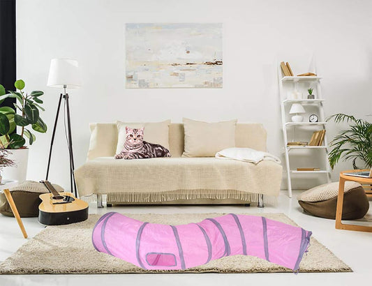 iCAGY Cat Tunnel for Indoor Cats Interactive, Rabbit Tunnel Toys, Pet Toys Play Tunnels for Cats Kittens Rabbits Puppies Crinkle Pop Up 47" Shape S