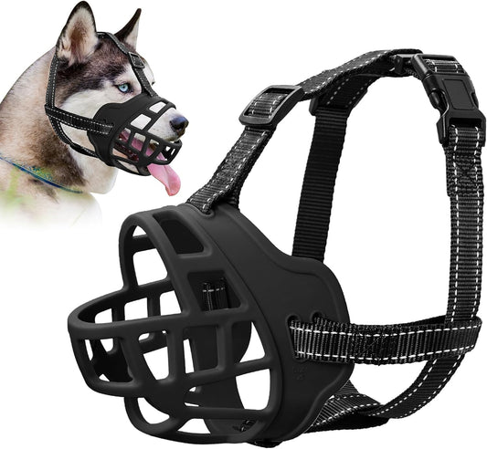 Dog Muzzle for Large Dogs, Breathable Basket Muzzles for Small, Medium and X-Large Aggressive Dog, Allows Panting Drinking, Suitable for Grooming Trimming Training (Black, 5)