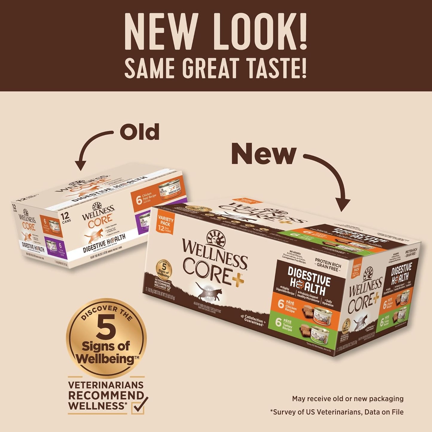 Wellness CORE+ Digestive Health Pate Adult Wet Cat Food, Natural, Protein-Rich, Grain Free, 3 Ounce, 12 Pack (Chicken & Turkey Variety Pack)