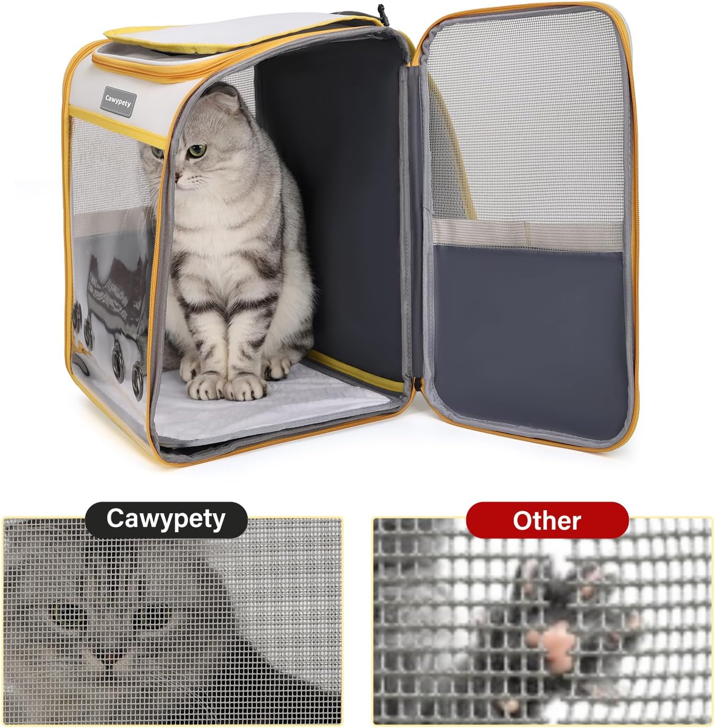 Cat Backpack Carrier, Collapsible and Breathability Cat Carrier Large for Cat Under 16 lbs, Dog and Small Pet Carrier Bag Used in Travel, Car