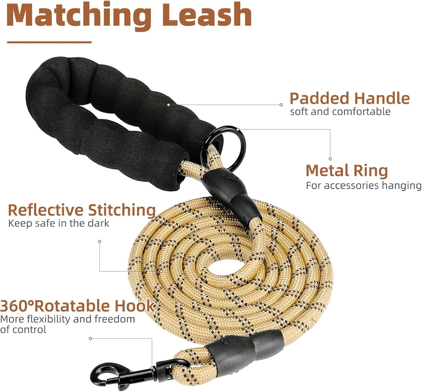 PUPTECK No Pull Dog Harness Medium Sized, Adjustable Reflective Dog Harness with Handle Easy Control, Comfortable Soft Padded Pet Vest Harness for Medium Dogs, Plaid Beige M