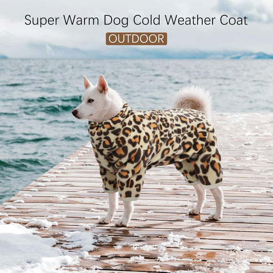 ROZKITCH Dog Winter Coat with Legs, Pet Windproof Warm Cold Weather Jacket Vest with Luminous Zipper, Jumpsuit Apparel Outfit Clothes for Large Giant Dog Brown 3XL