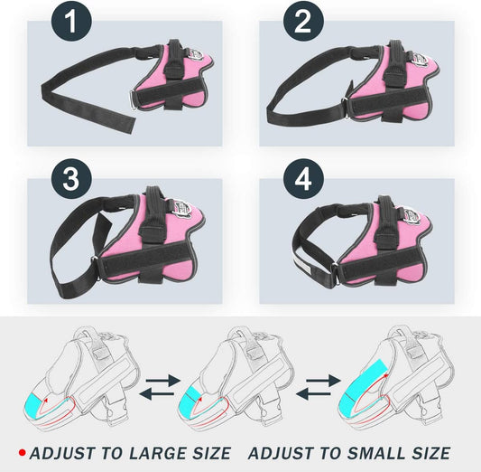 Bolux Dog Harness, No-Pull Reflective Dog Vest, Breathable Adjustable Pet Harness with Handle for Outdoor Walking - No More Pulling, Tugging or Choking (Pink, S)