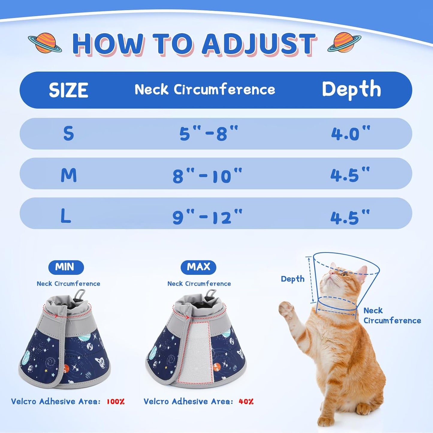 Cat Cone Collar Soft to Stop Licking, Adjustable, Foldable Lightweight Kitten Cones After Surgery Recovery for Cats & Kittens, Cat Cone Alternative (Grey, L)