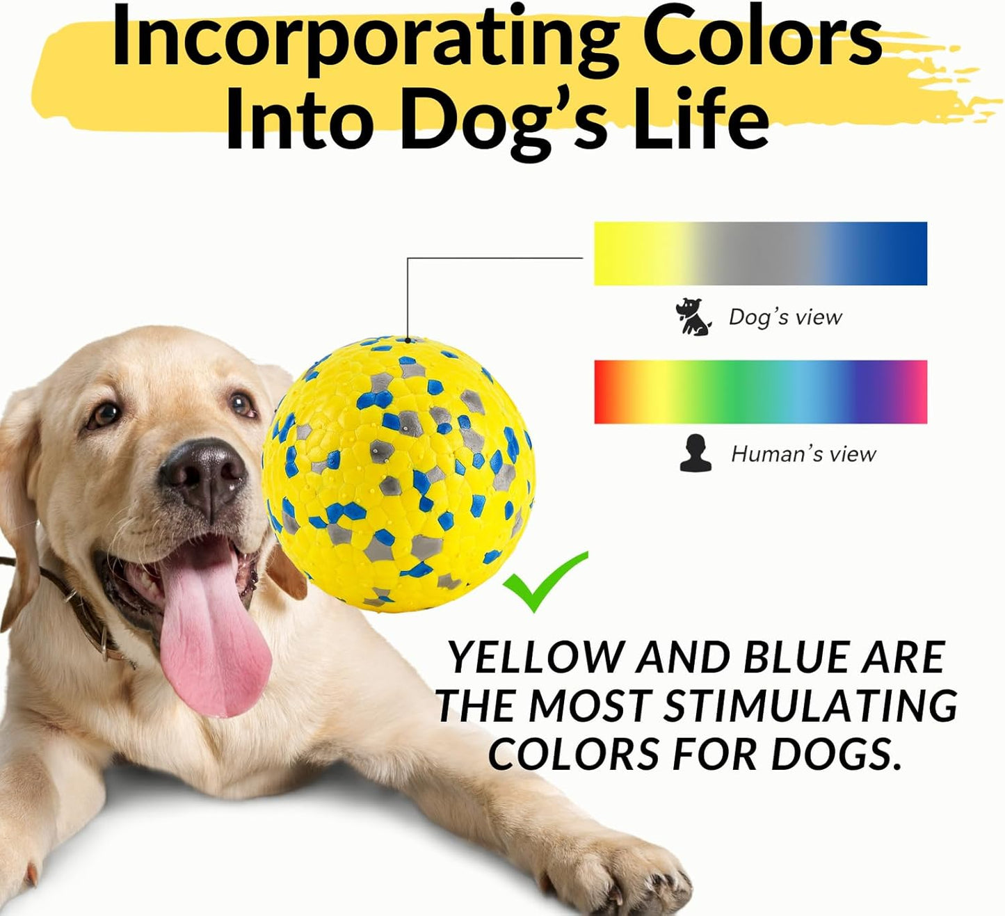 Tough Dog Toys for Aggressive Chewers & Teething Puppies, Bouncy Balls for Medium Dogs, Durable Pet Toys, Floating Dog Balls for Water Play (Yellow-Blue-Gray)