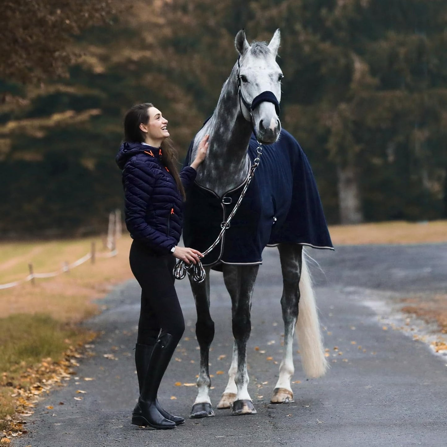HORZE Kiel Adjustable Horse Halter with Fleece Padding - Dark Navy - Pony