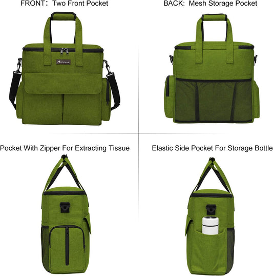 Modoker Dog Travel Bag, Weekend Pet Travel Set for Dog and Cat, Airline Approved Tote Organizer with Multi-Function Pockets and 2 Food Storage Containers, 2 Collapsible Bowls, 1 Feeding Mat (Green)