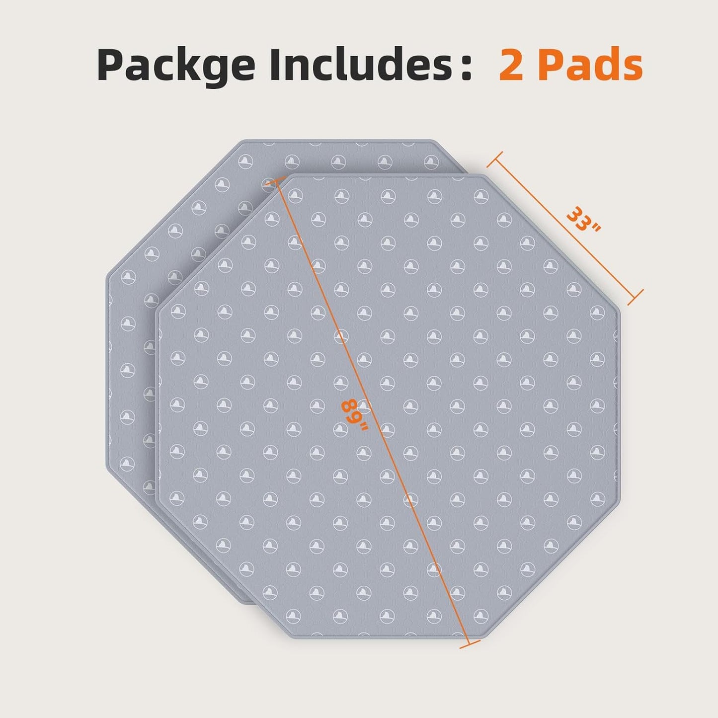 PJYuCien Washable Pee Pads for Dogs 2 Pack, 89" x 33" Octagonal Reusable Pee Pads for Dogs, Leak-Proof Pet Training Pads, Puppy Pads for Non-Slip, Designed for 24/30/36/42'' Width 8 Panels Pen