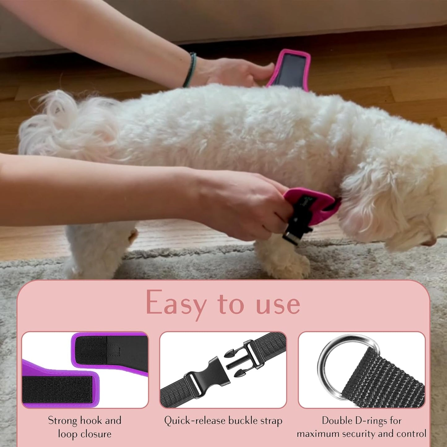 Comfort fit Step-in Dog & Puppy Harness - Comfortable All Weather Dog Vest Harness: Adjustable, Soft Padded, Easy to Put-on for Small, Medium-Sized Dogs.