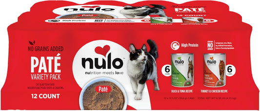 Nulo Variety Flavors Pate Wet Canned Cat Food, 12.5 Ounce (Pack of 12)
