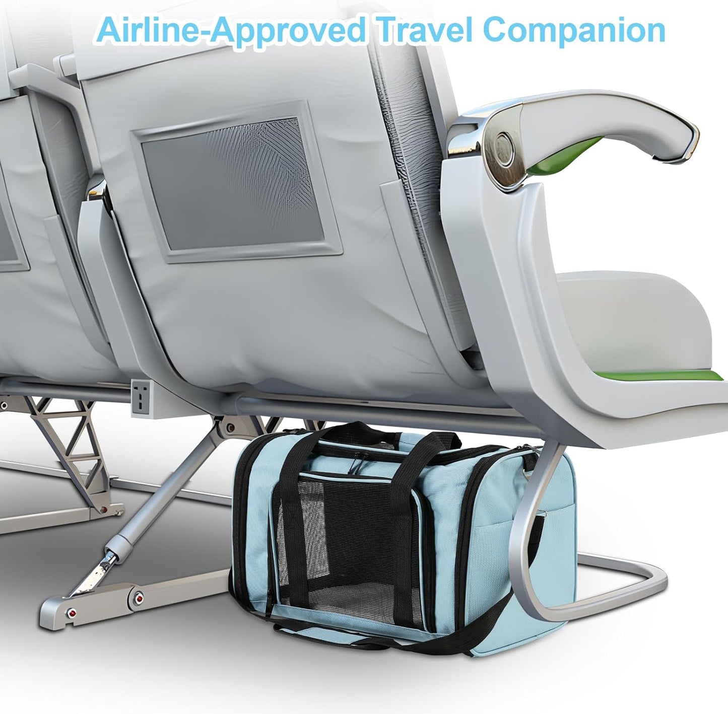 Roaringkitty Travel in Style: Portable Pet Carrier for Small Pets up to 15 Lbs- Airline Approved, Collapsible & Comfortable cat/Puppy Soft Sided Bag (Blue)