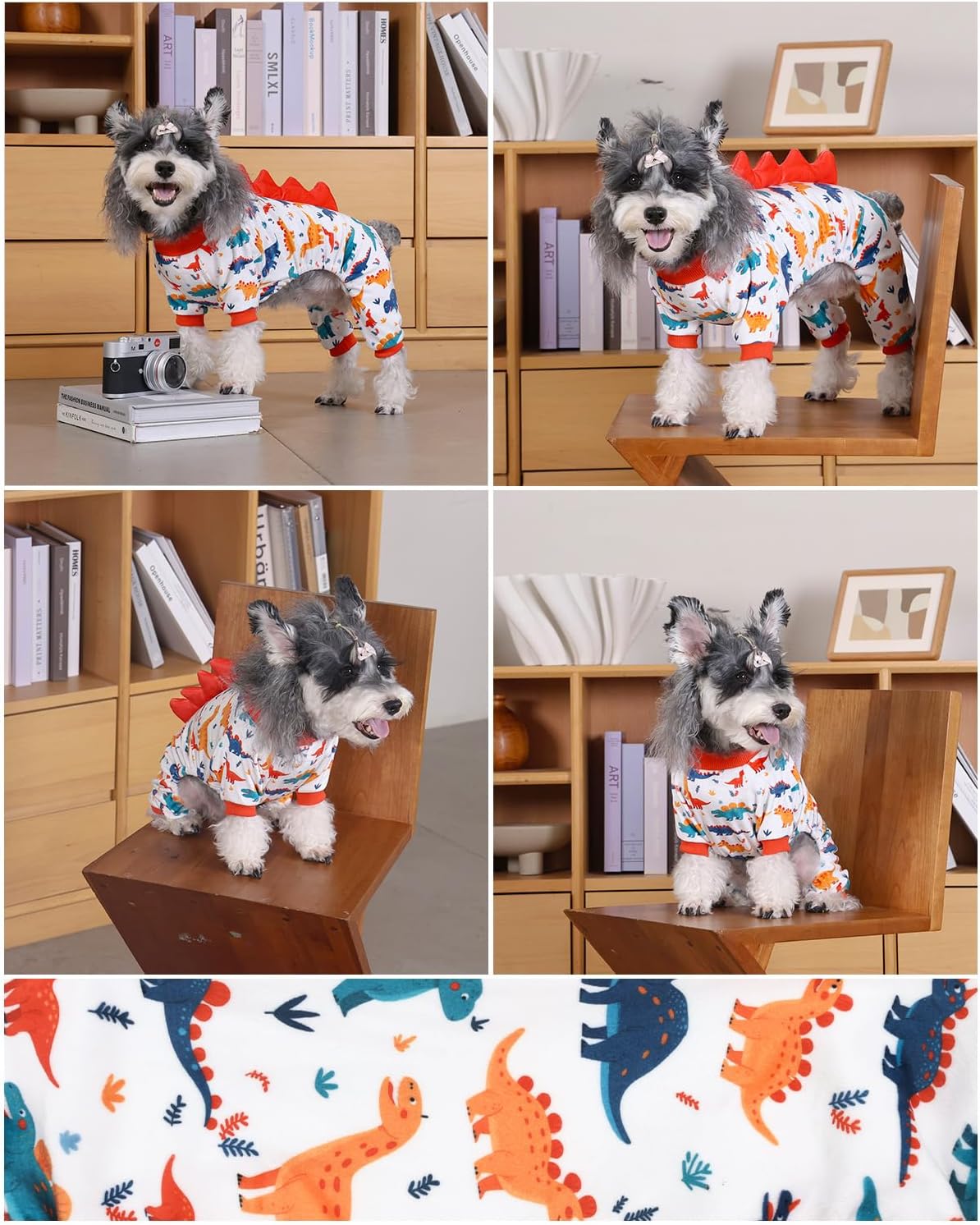 CuteBone Dinosaur Costume Dog Pajamas, Stretchy Spandex Crystal Velvet Sleepwear Coat for Small Dogs, Soft & Warm Pet Outfit Clothes for Cold Weather, Cozy Pullover Design COSP02XL