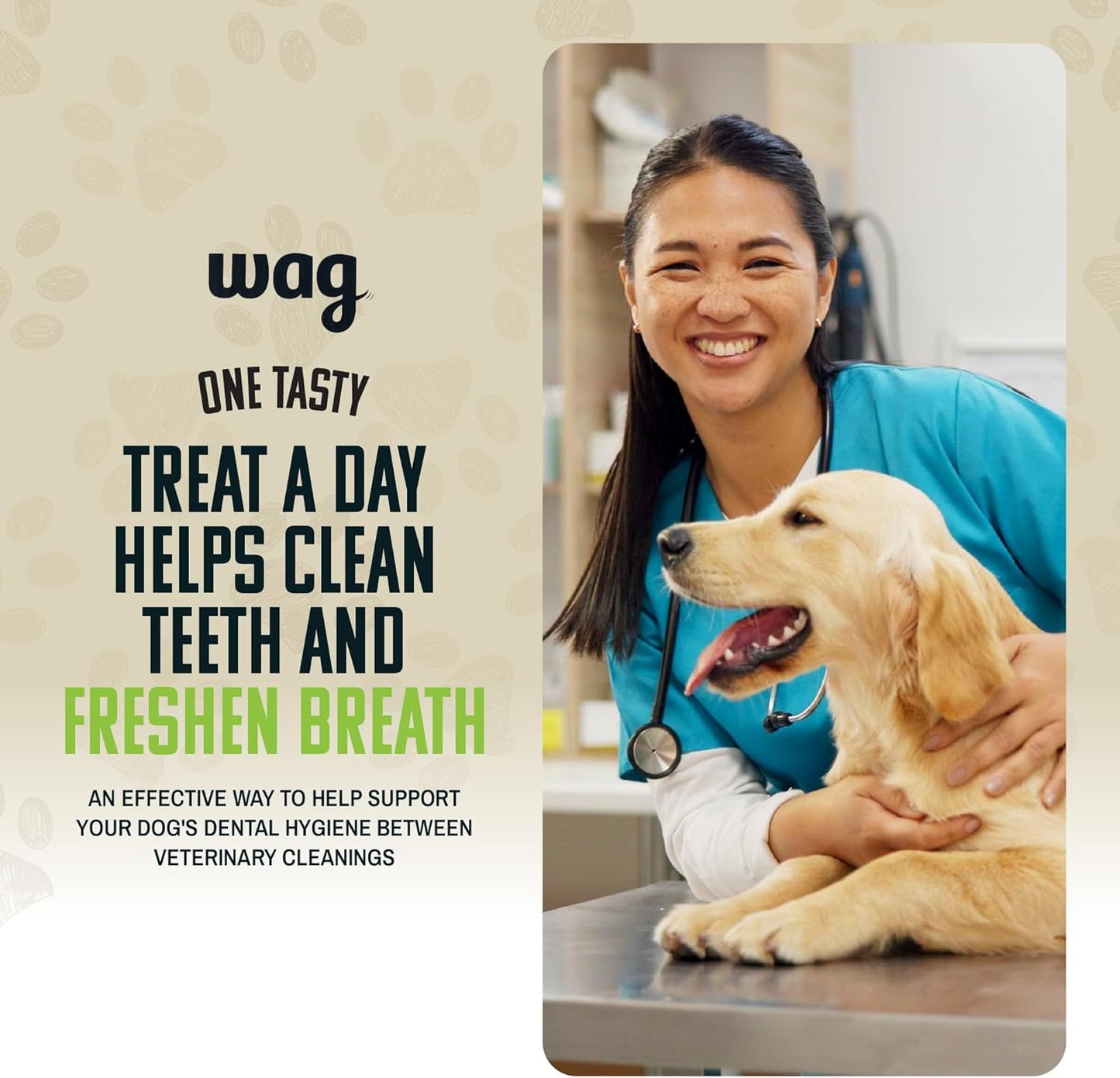 Amazon Brand - Wag Dental Dog Treats to Help Clean Teeth & Freshen Breath - Medium, Unflavored, 36 Count (Pack of 1)