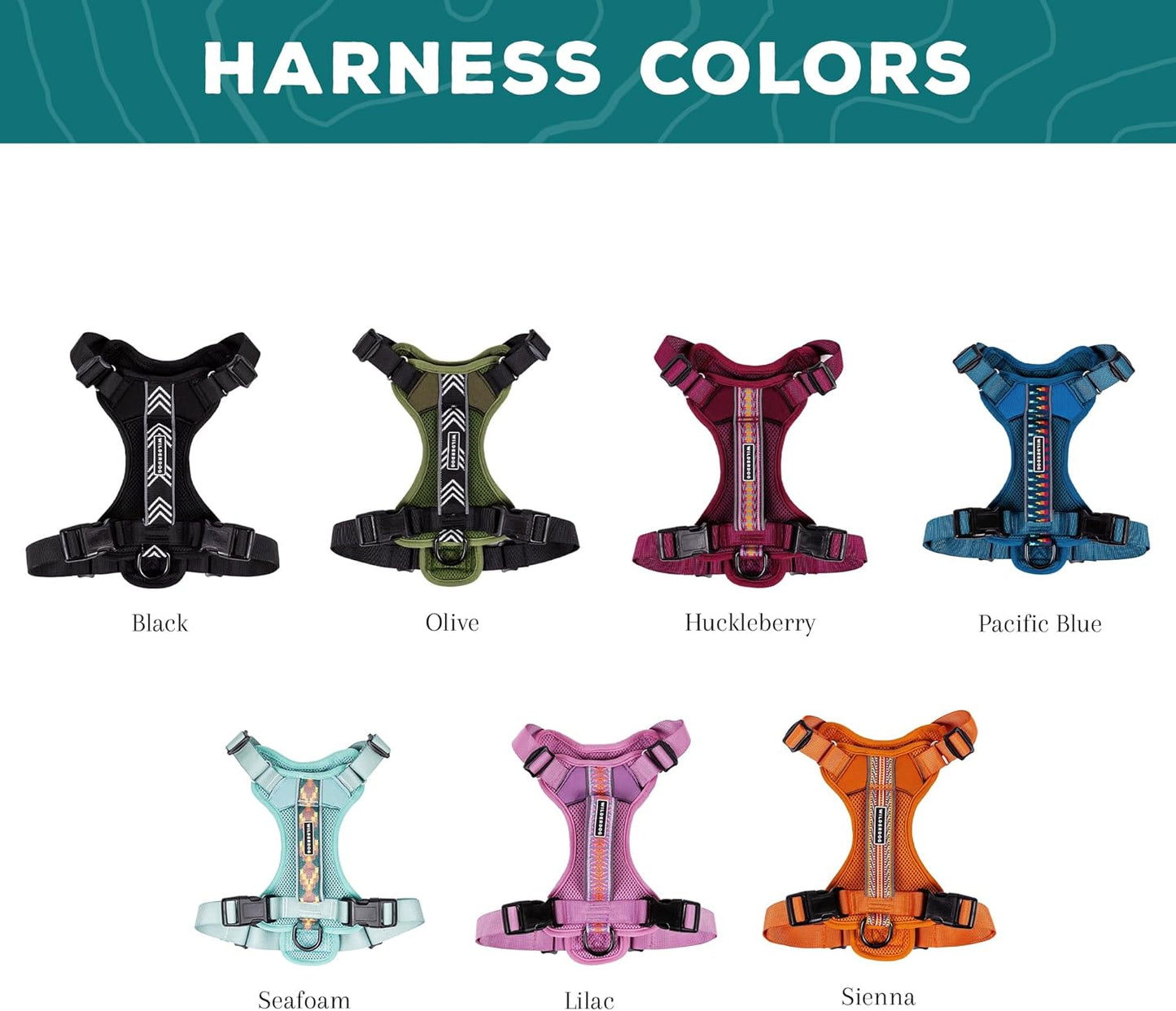 Wilderdog Lightweight Dog Harness with Reflective Straps - Large - Seafoam