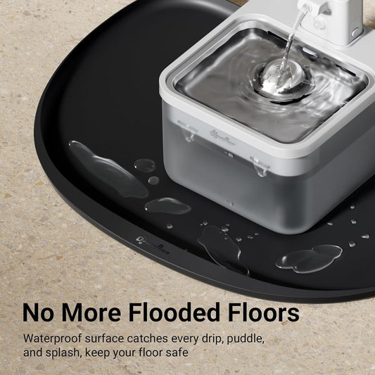 DownyPaws Dog Food Mats for Floors Waterproof, BPA Free Silcone Dog Bowl Mat, Non-Slip Pet Feeding Mat with High Raised Edge, Cat Placemat for Messy Drinkers, 24"×17", Black