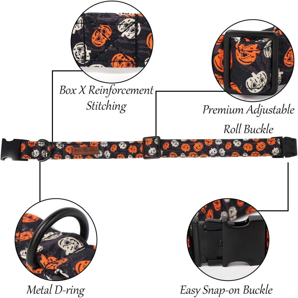 Lionet Paws Dog Collar with Flower - Cute Cotton Adjustable Flower Dog Collar with Metal Buckle for Large Dog Girl Gift, L, Neck 16-24in