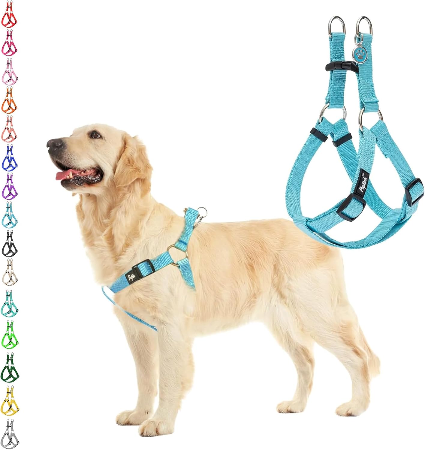 PUPTECK No Pull Dog Harness Soft Adjustable Basic Nylon Step in Puppy Vest Outdoor Walking with ID Tag