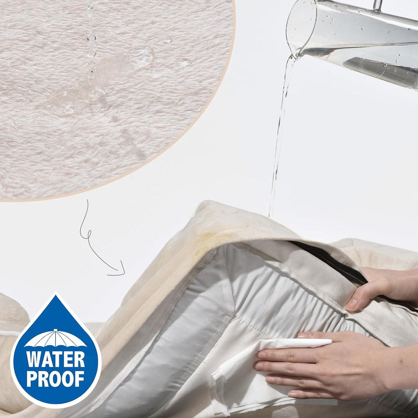 Comfort Expression Small Dog Beds Waterproof Orthopedic Foam Dog Sofa Beds for Medium Dogs Comfy Pet Bed with Washable Removable Cover & Non-Slip Bottom(Small,Beige)