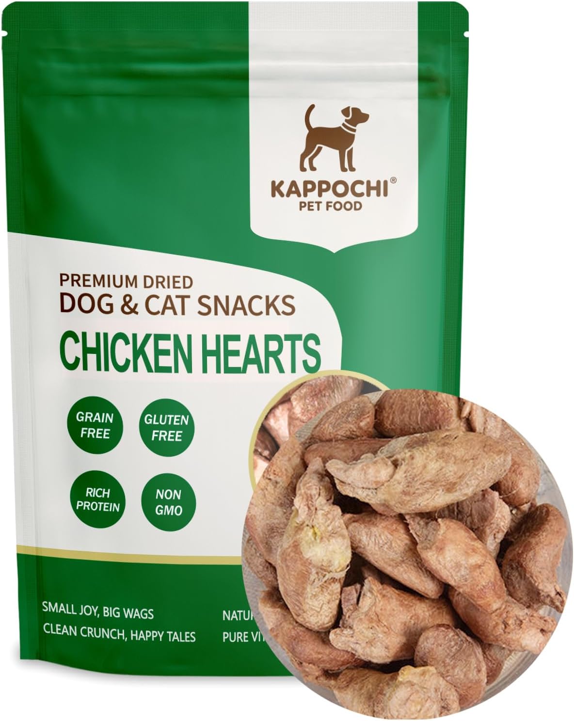 Freeze-Dried Chicken Hearts Dog Treats, 3.5oz(100.0g), 100% Single Ingredient, High Protein Training Treats, Natural & Raw, No Additives, Grain Free, Gluten Free