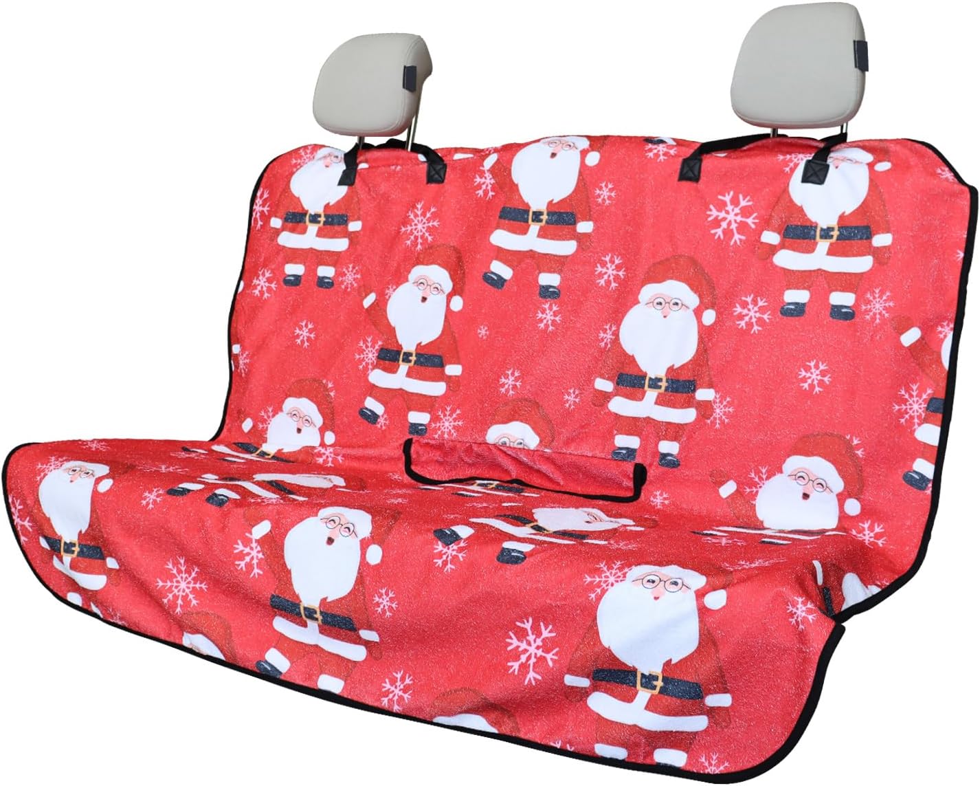 Back Seat Cover for Car Trucks Van SUV,Waterproof Rear Bench Towel Seat Covers for Dogs and Kids,Automotive Backseat Protector (Santa Claus)
