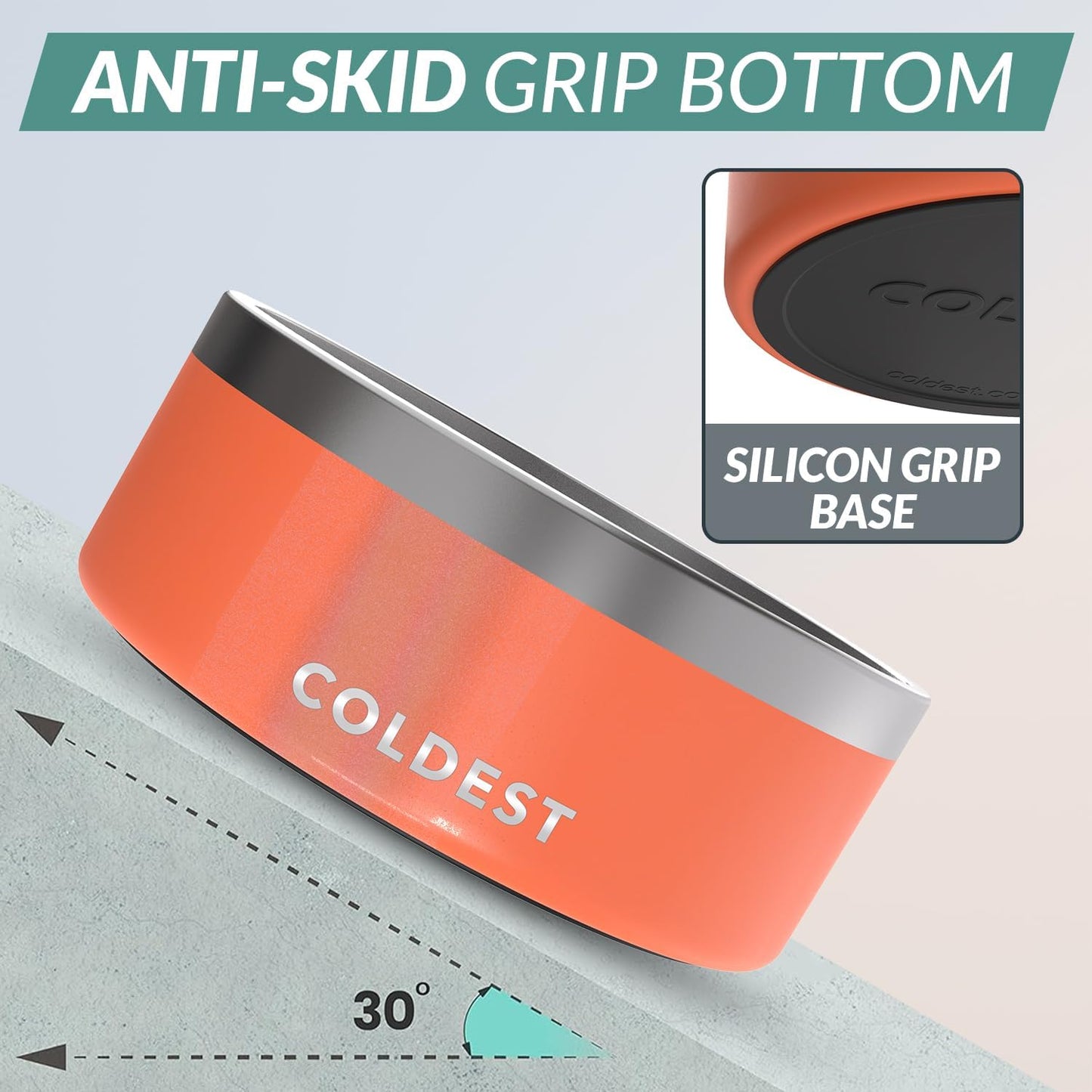 Coldest Dog Bowl - Anti Rust Metal, Non Slip, 3 Layers Insulated Stainless Steel Dog Bowls - Spill Proof & Heavy Duty - Water Bowl for Dogs, Cats & Pets, Dish Washer Safe (100 oz, Candy Red Glitter)