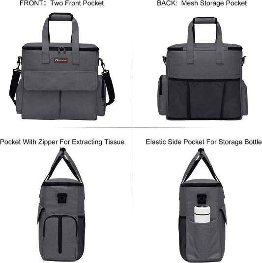 Modoker Airline Approved Pet Travel Bag, Weekend Dog Travel Set for Dog and Cat, Airline Approved Tote Organizer with Multi-Function Pockets 2 Food Storage Containers, 2 Collapsible Bowls (Dark Gray)