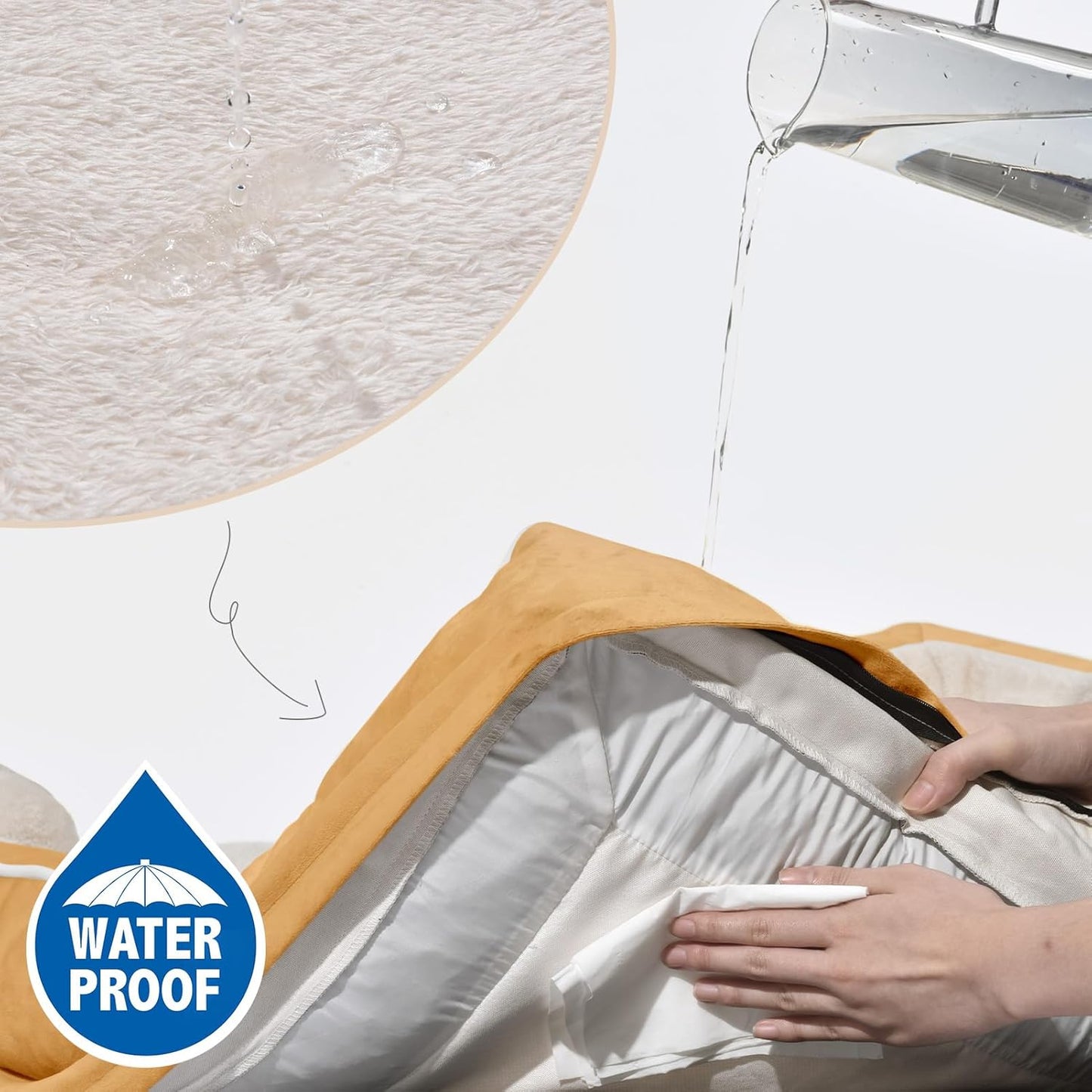 Comfort Expression Medium Dog Beds Waterproof Orthopedic Foam Dog Sofa Beds for Medium Large Dogs Comfy Pet Bed with Washable Removable Cover & Non-Slip Bottom(Medium,Khaki)