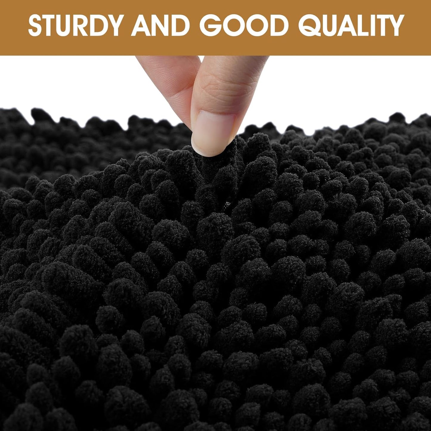 Dog Door Mats for Muddy Paws, Chenille Absorbent Door Mats, Non Slip Heavy Mud Mat for Dogs, Soft Indoor Door Mat for Entryway, Mud Paws, Inside Floor,36" X 24", Black