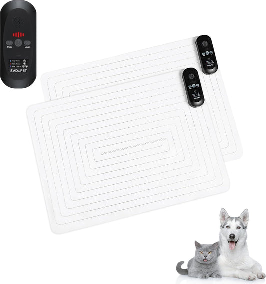 SVD.PET (2-Pack Pet Training Mat with Tester, Pet Shock Pad, Dogs & Cats Electronic Repellent mat for Indoor, 3 Training Modes, 5 Levels, Pet Safe Mode (Black controler 22" X 16")