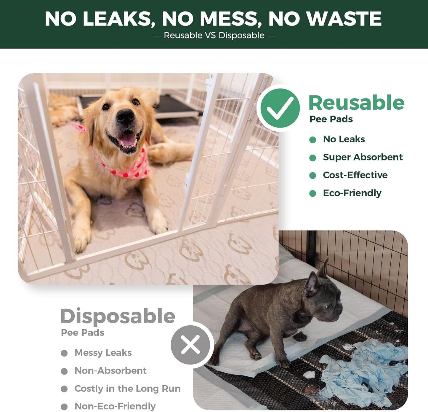 FXW Washable Pee Pads for Dogs, Puppy Pads with Super Absorbent, Specifically Designed for Whelping Box, 47" Round, Khaki, 2 Packs