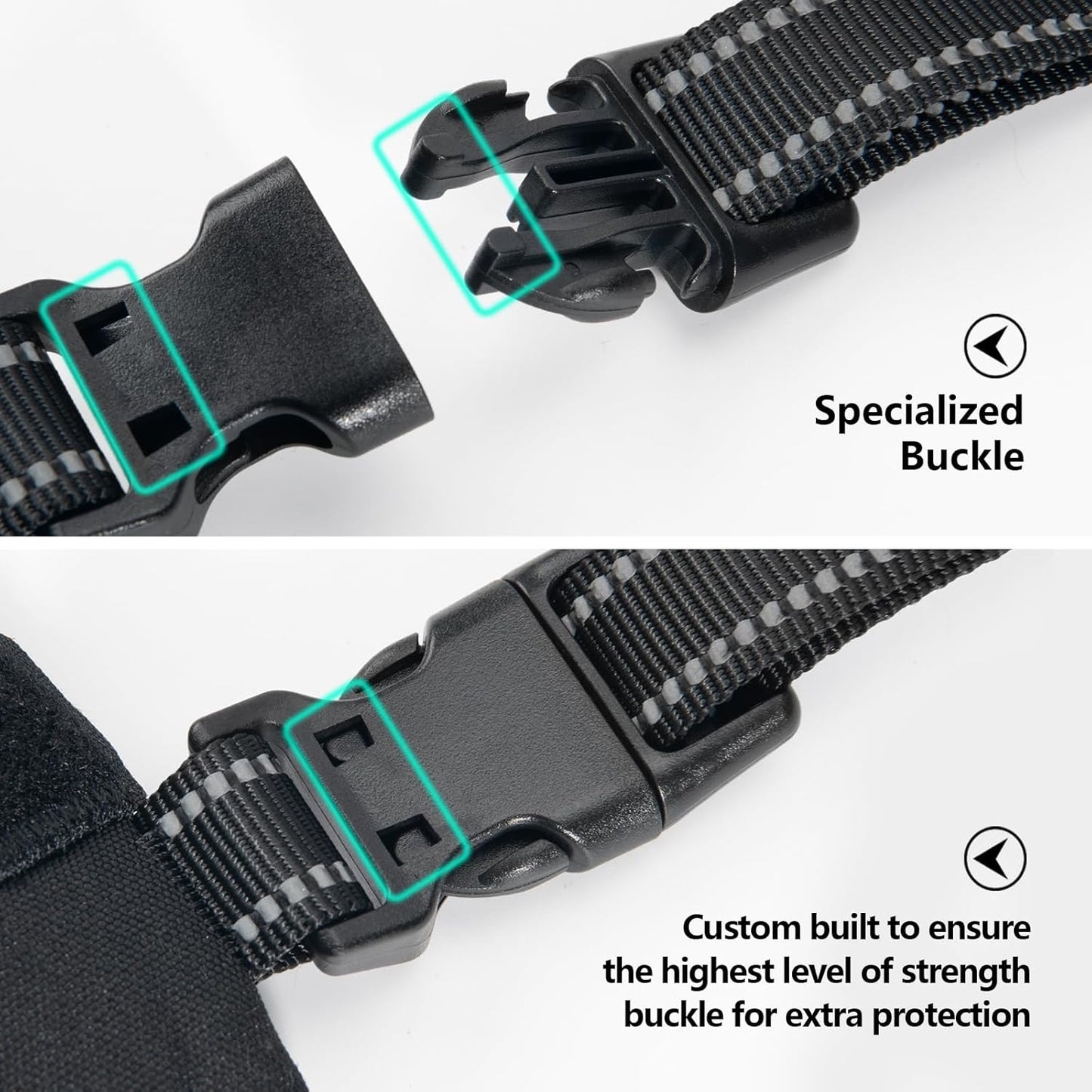 PHOEPET 2019 Upgraded No Pull Dog Harness, Reflective Adjustable Vest, with a Training Handle + 2 Metal Leash Hooks+ 3 Snap Buckles +4 Slide Buckles(XS, Pink)